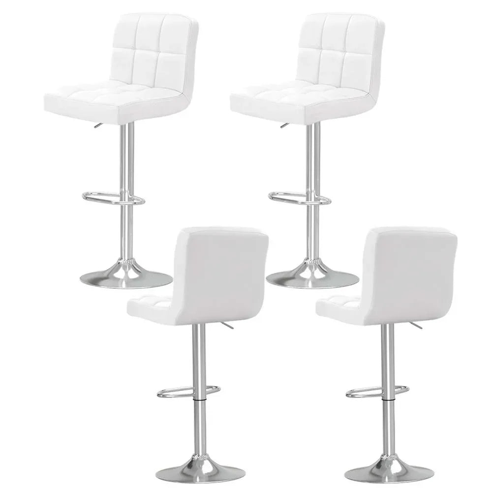 Artiss 4x Bar Stools Leather Gas Lift White - Mekamart Australia