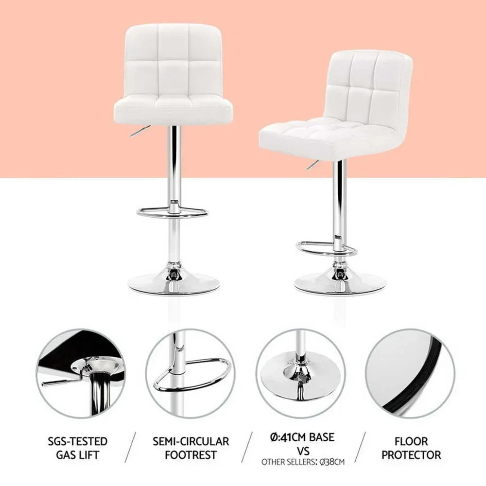 Artiss 4x Bar Stools Leather Gas Lift White - Mekamart Australia
