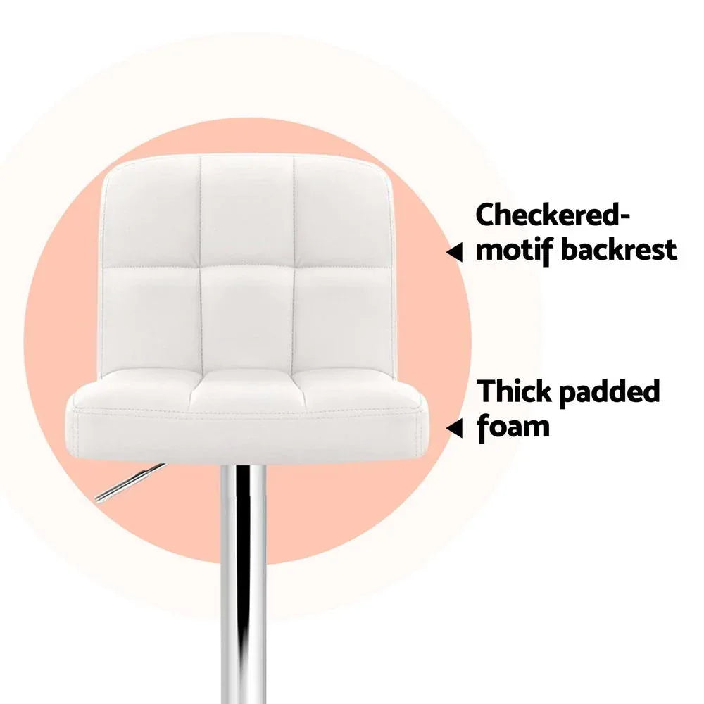 Artiss 4x Bar Stools Leather Gas Lift White - Mekamart Australia