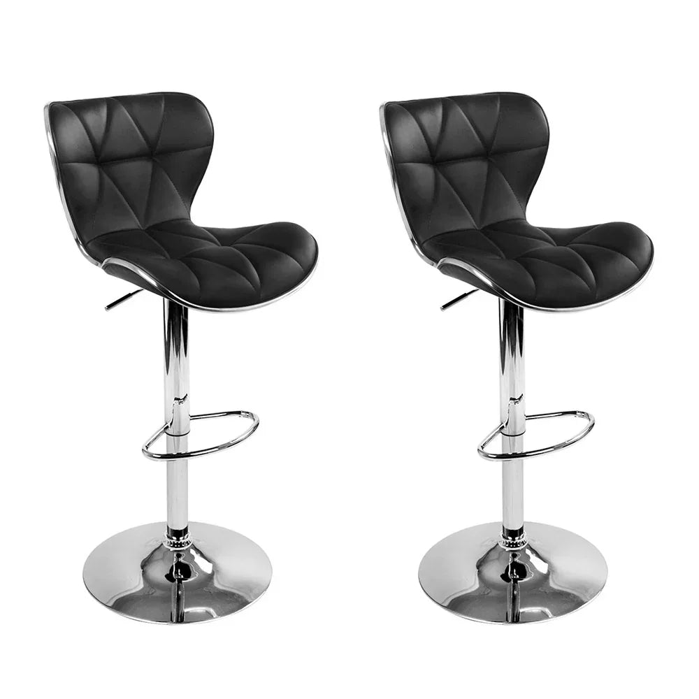 Artiss 2x Bar Stools Gas Lift Leather Seat Black - Mekamart Australia