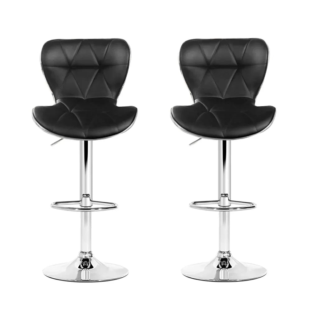 Artiss 2x Bar Stools Gas Lift Leather Seat Black - Mekamart Australia