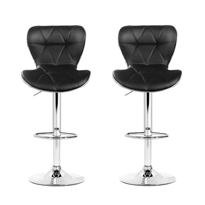 Artiss 2x Bar Stools Gas Lift Leather Seat Black - Mekamart Australia
