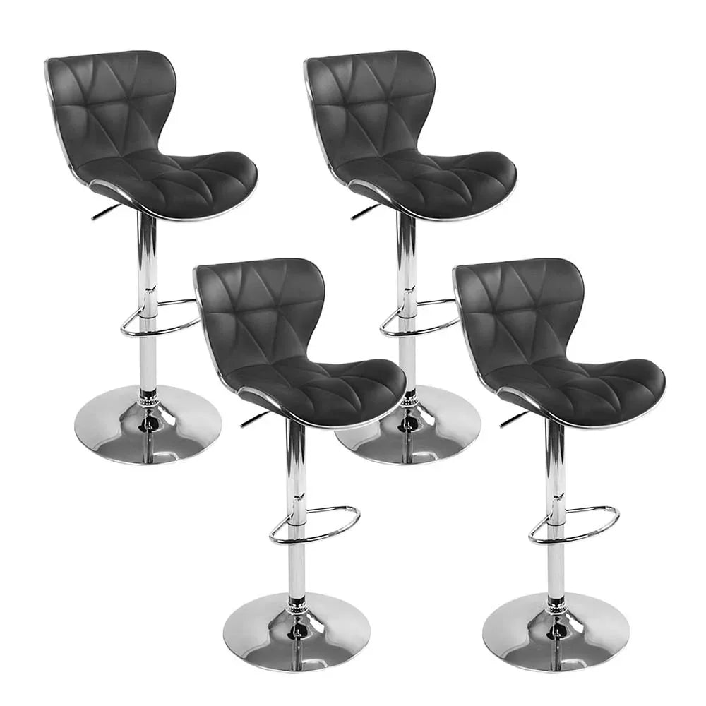 Artiss 4x Bar Stools Gas Lift Leather Seat Black - Mekamart Australia