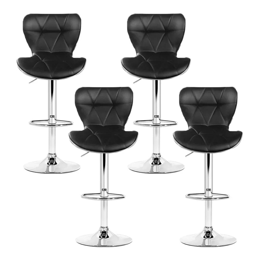 Artiss 4x Bar Stools Gas Lift Leather Seat Black - Mekamart Australia