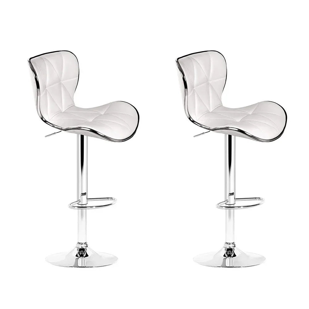 Artiss 2x Bar Stools Gas Lift Leather Seat White - Mekamart Australia