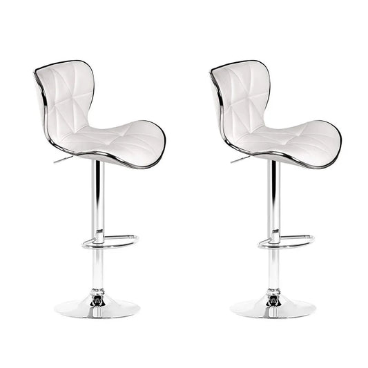 Artiss 2x Bar Stools Gas Lift Leather Seat White - Mekamart Australia