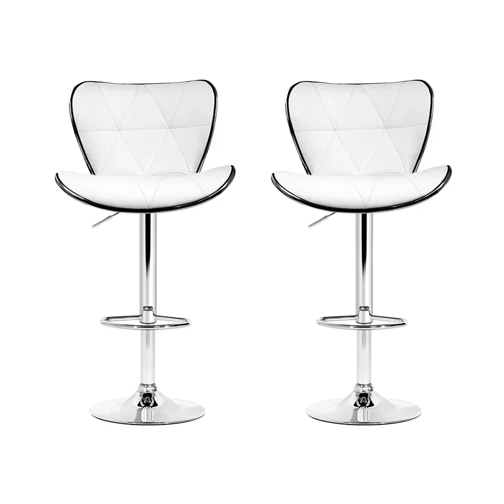 Artiss 2x Bar Stools Gas Lift Leather Seat White - Mekamart Australia