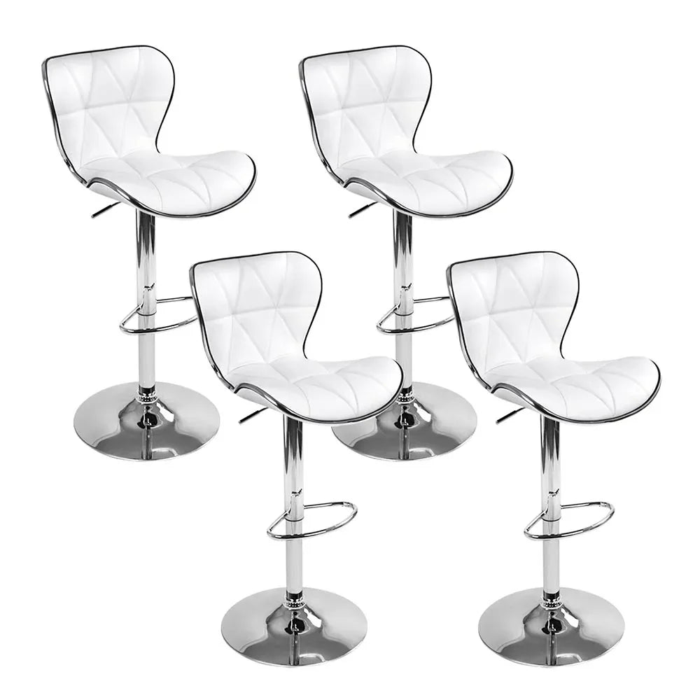 Artiss 4x Bar Stools Gas Lift Leather Seat White - Mekamart Australia