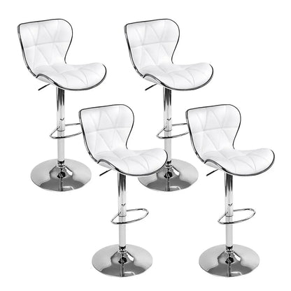 Artiss 4x Bar Stools Gas Lift Leather Seat White - Mekamart Australia