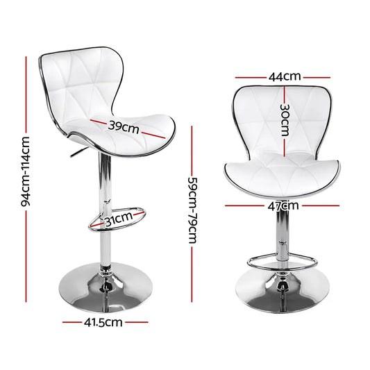 Artiss 4x Bar Stools Gas Lift Leather Seat White - Mekamart Australia