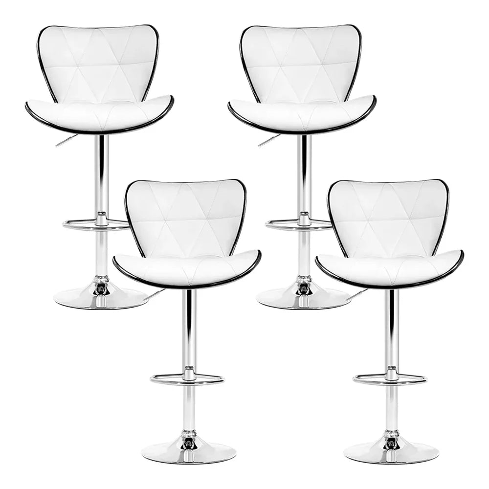 Artiss 4x Bar Stools Gas Lift Leather Seat White - Mekamart Australia