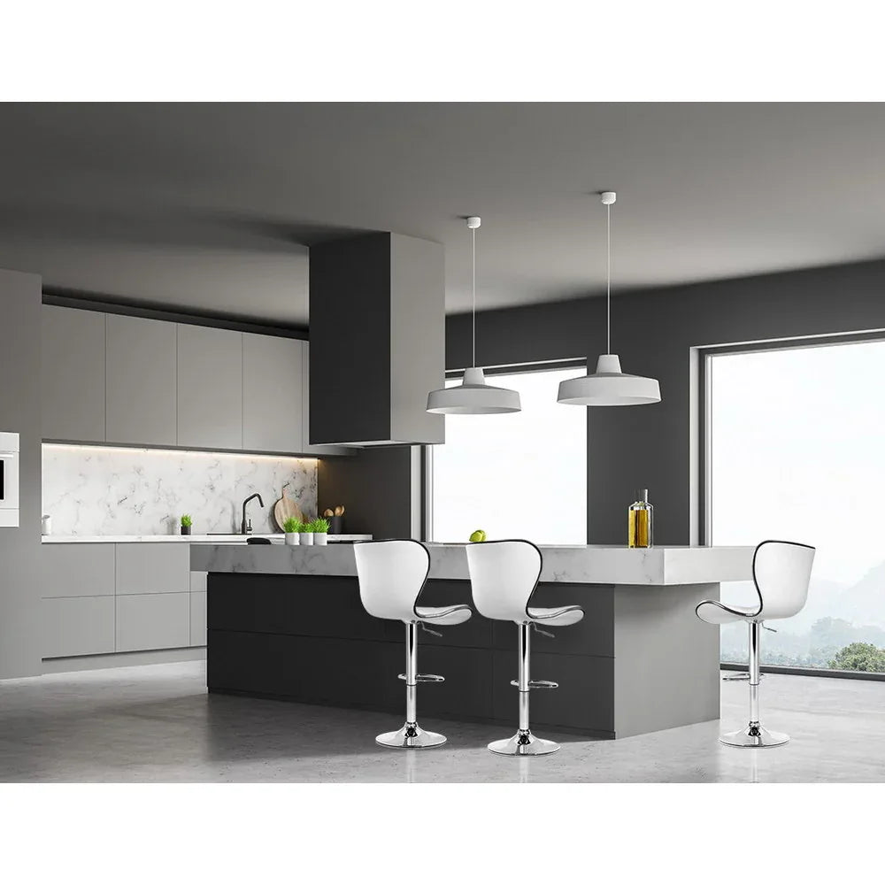 Artiss 4x Bar Stools Gas Lift Leather Seat White - Mekamart Australia