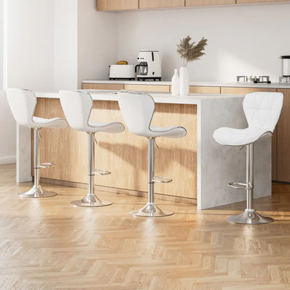 Artiss 4x Bar Stools Gas Lift Leather Seat White - Mekamart Australia