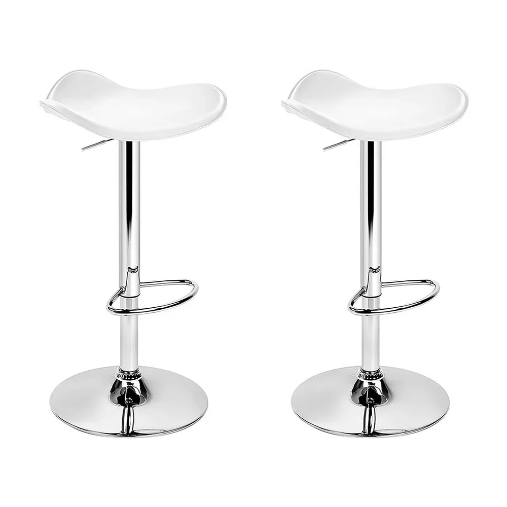 Artiss 2x Bar Stools Leather Gas Lift Chair White - Mekamart Australia
