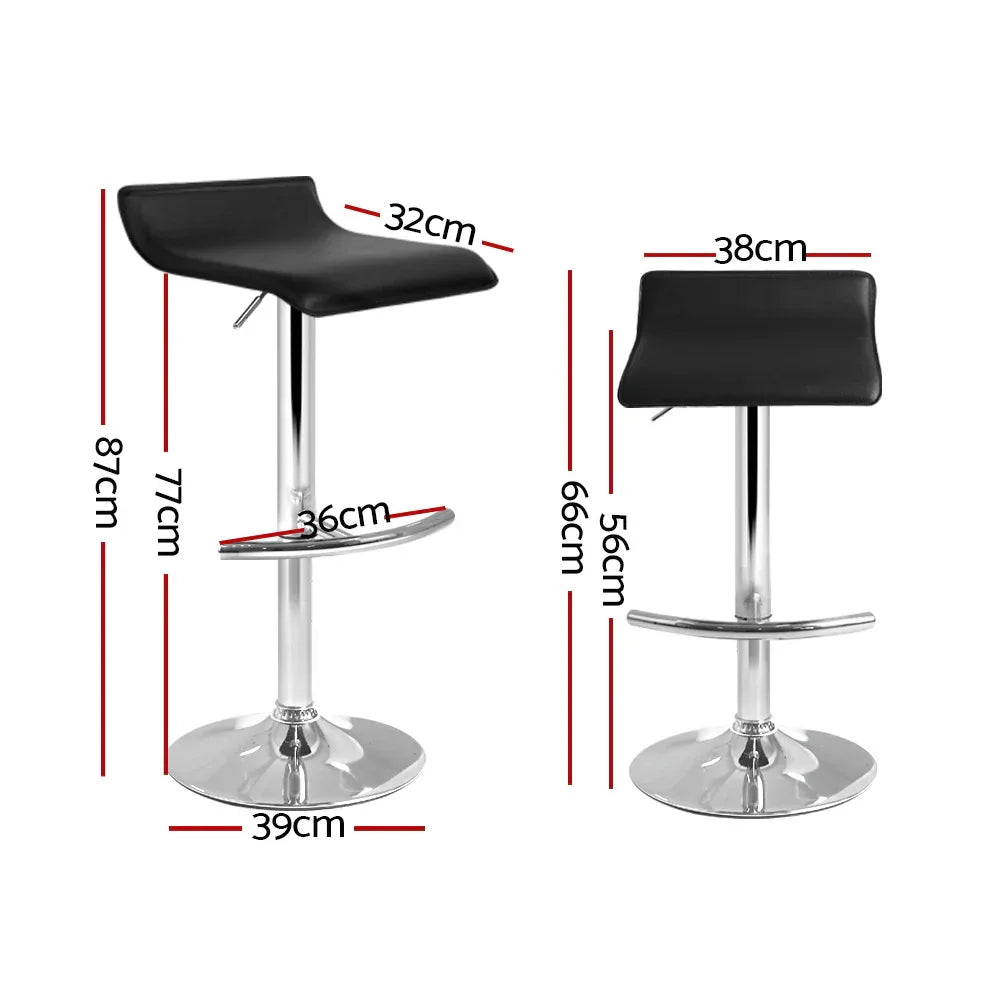 Artiss 2x Bar Stools Adjustable Gas Lift Chairs Black - Mekamart Australia