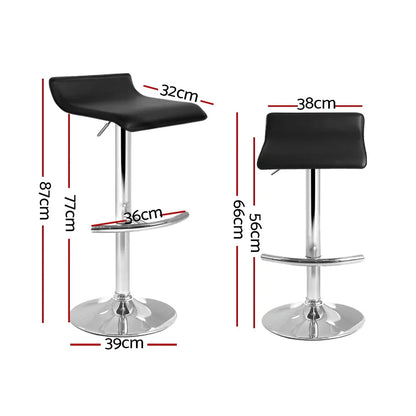 Artiss 2x Bar Stools Adjustable Gas Lift Chairs Black - Mekamart Australia