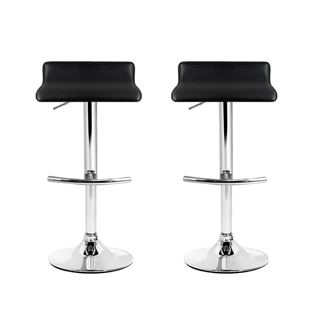 Artiss 2x Bar Stools Adjustable Gas Lift Chairs Black - Mekamart Australia