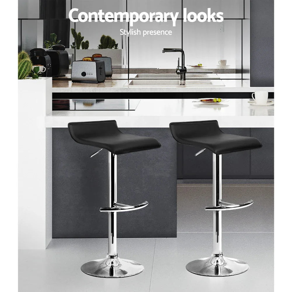 Artiss 2x Bar Stools Adjustable Gas Lift Chairs Black - Mekamart Australia
