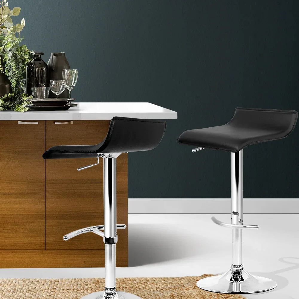Artiss 2x Bar Stools Adjustable Gas Lift Chairs Black - Mekamart Australia