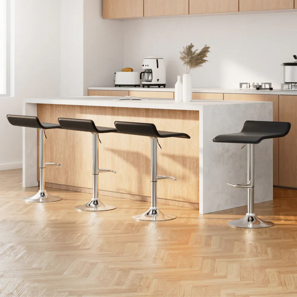 Artiss 4x Bar Stools Adjustable Gas Lift Chairs Black - Mekamart Australia