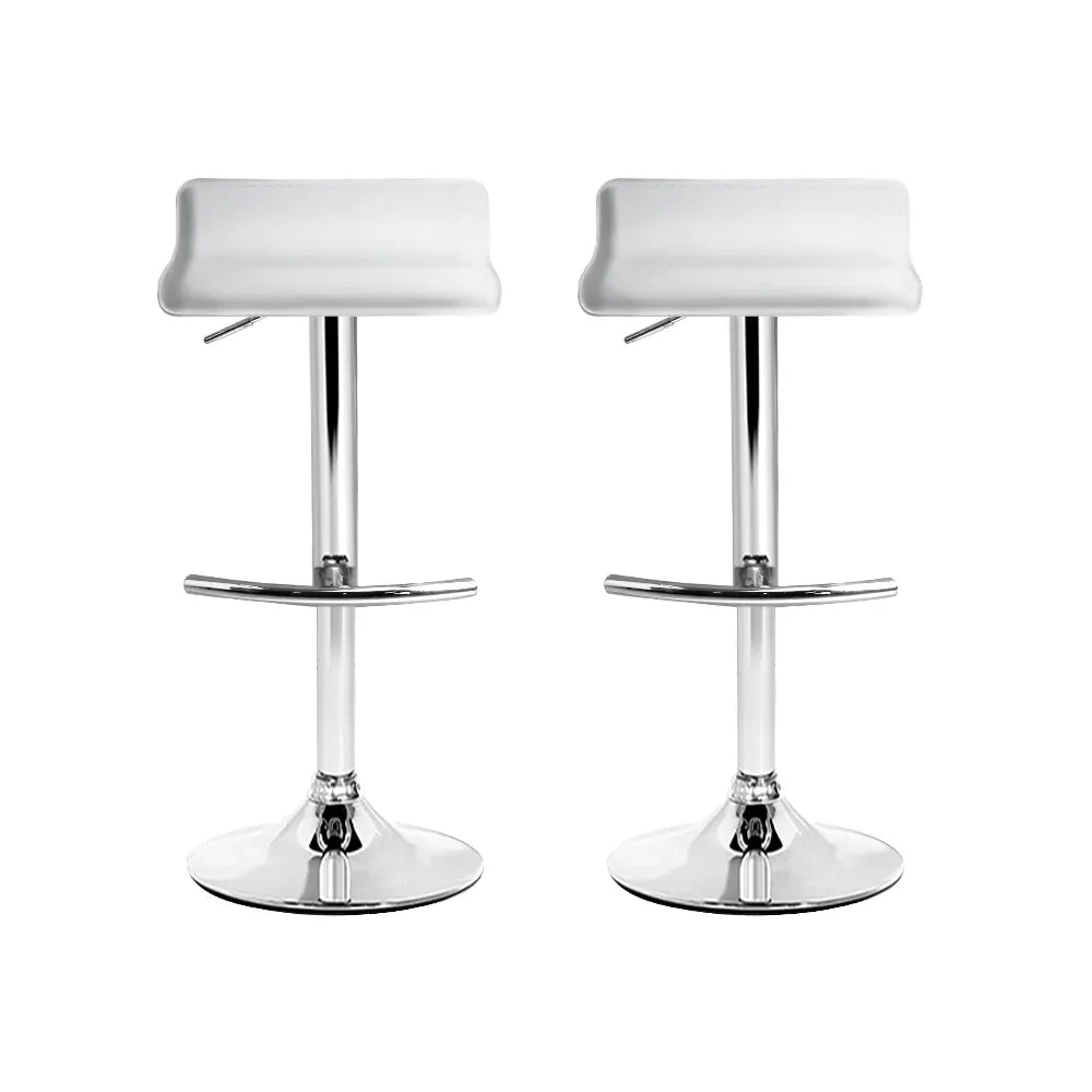 Artiss 2x Bar Stools Adjustable Gas Lift Chairs White - Mekamart Australia