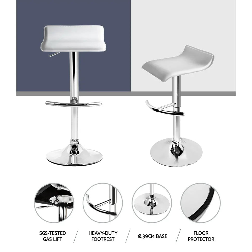 Artiss 2x Bar Stools Adjustable Gas Lift Chairs White - Mekamart Australia