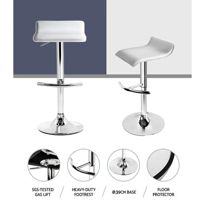 Artiss 2x Bar Stools Adjustable Gas Lift Chairs White - Mekamart Australia