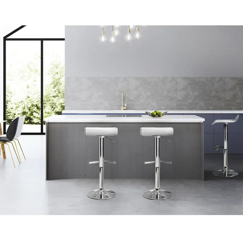Artiss 2x Bar Stools Adjustable Gas Lift Chairs White - Mekamart Australia