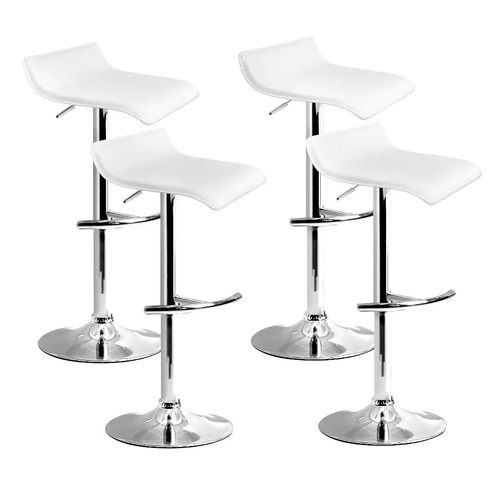 Artiss 4x Bar Stools Adjustable Gas Lift Chairs White - Mekamart Australia