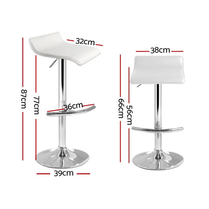 Artiss 4x Bar Stools Adjustable Gas Lift Chairs White - Mekamart Australia