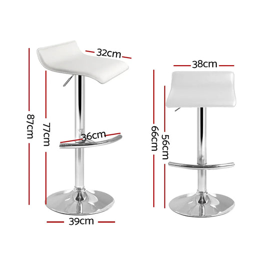 Artiss 4x Bar Stools Adjustable Gas Lift Chairs White - Mekamart Australia