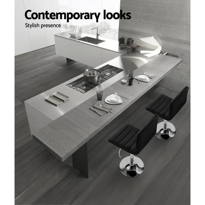 Artiss 2x Bar Stools Padded Leather Gas Lift Black - Mekamart Australia