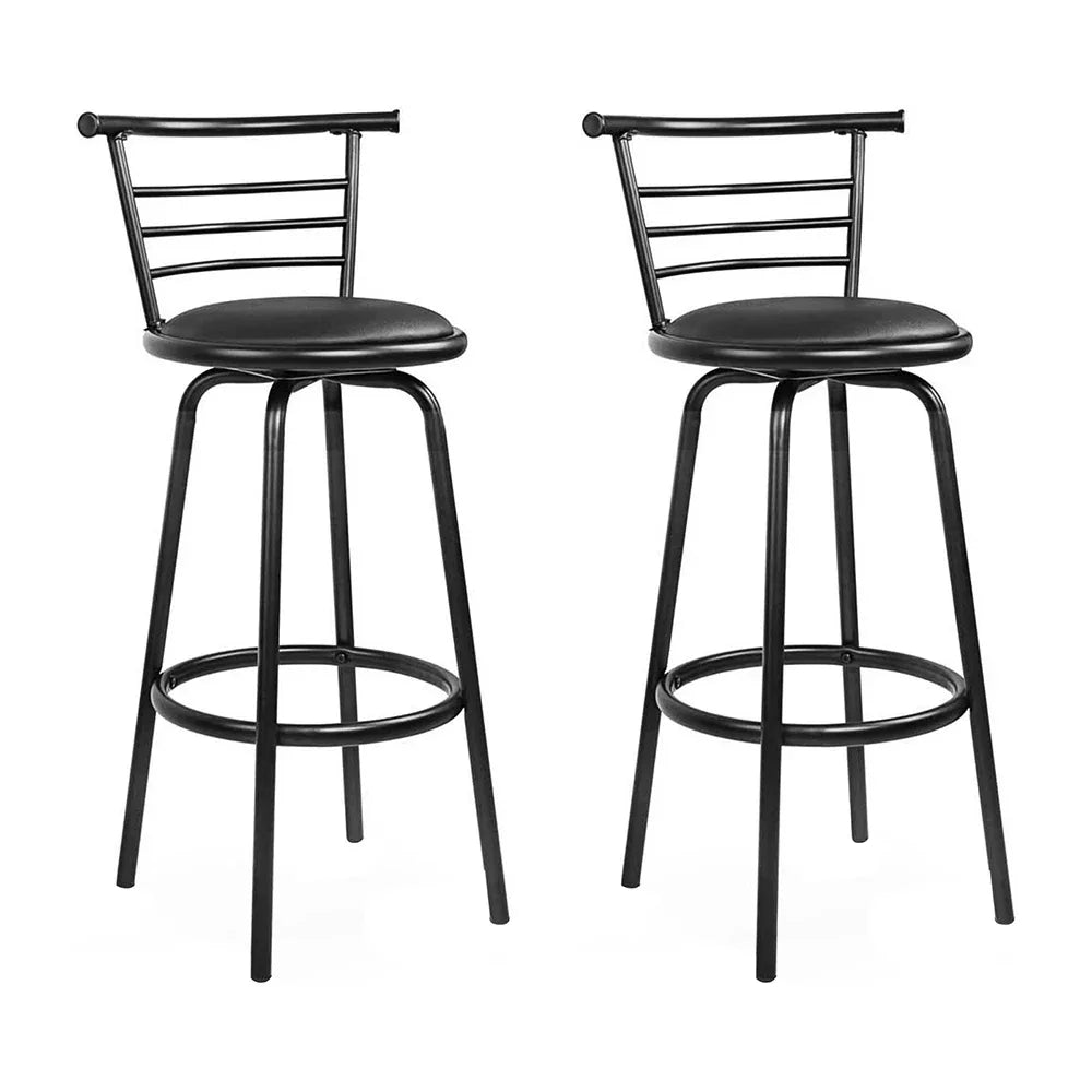 Artiss 2x Bar Stools Swivel Leather Padded Metal - Mekamart Australia