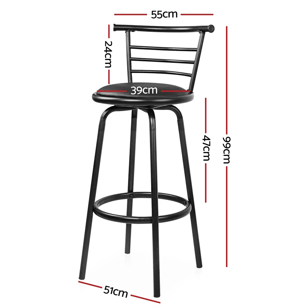 Artiss 2x Bar Stools Swivel Leather Padded Metal - Mekamart Australia