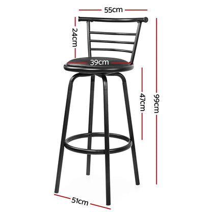 Artiss 2x Bar Stools Swivel Leather Padded Metal - Mekamart Australia