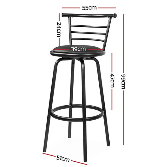 Artiss 2x Bar Stools Swivel Leather Padded Metal - Mekamart Australia
