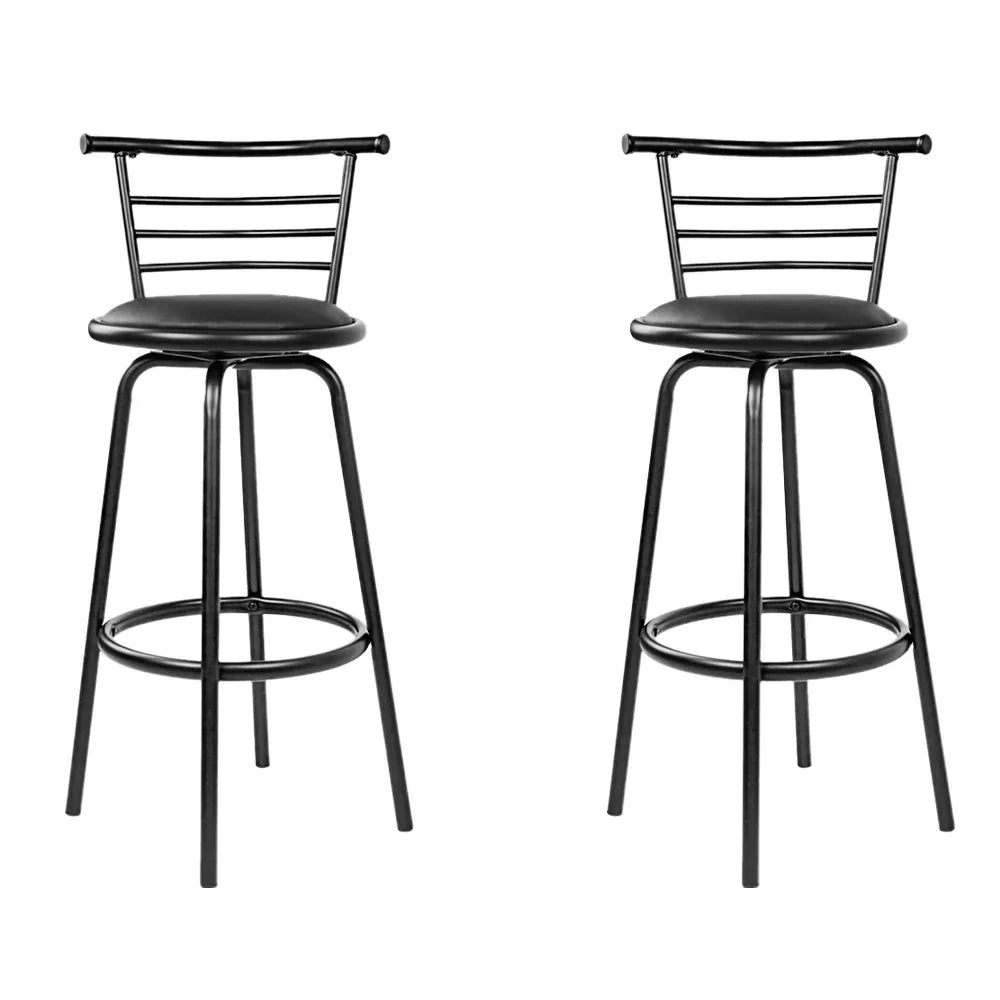 Artiss 2x Bar Stools Swivel Leather Padded Metal - Mekamart Australia