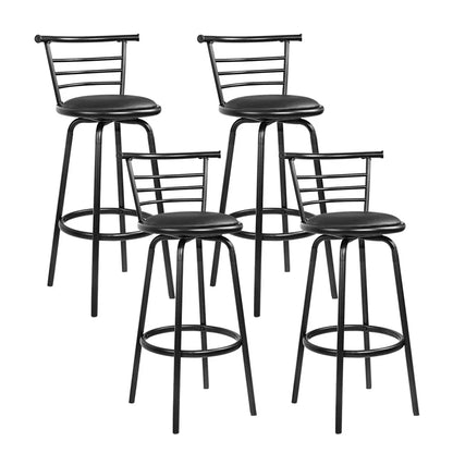 Artiss 4x Bar Stools Swivel Leather Padded Metal - Mekamart Australia