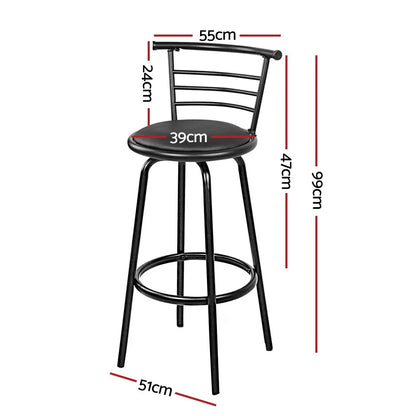 Artiss 4x Bar Stools Swivel Leather Padded Metal - Mekamart Australia