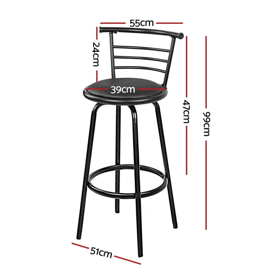 Artiss 4x Bar Stools Swivel Leather Padded Metal - Mekamart Australia