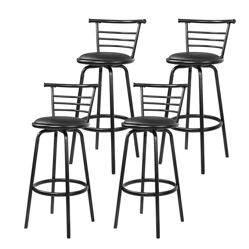 Artiss 4x Bar Stools Swivel Leather Padded Metal - Mekamart Australia