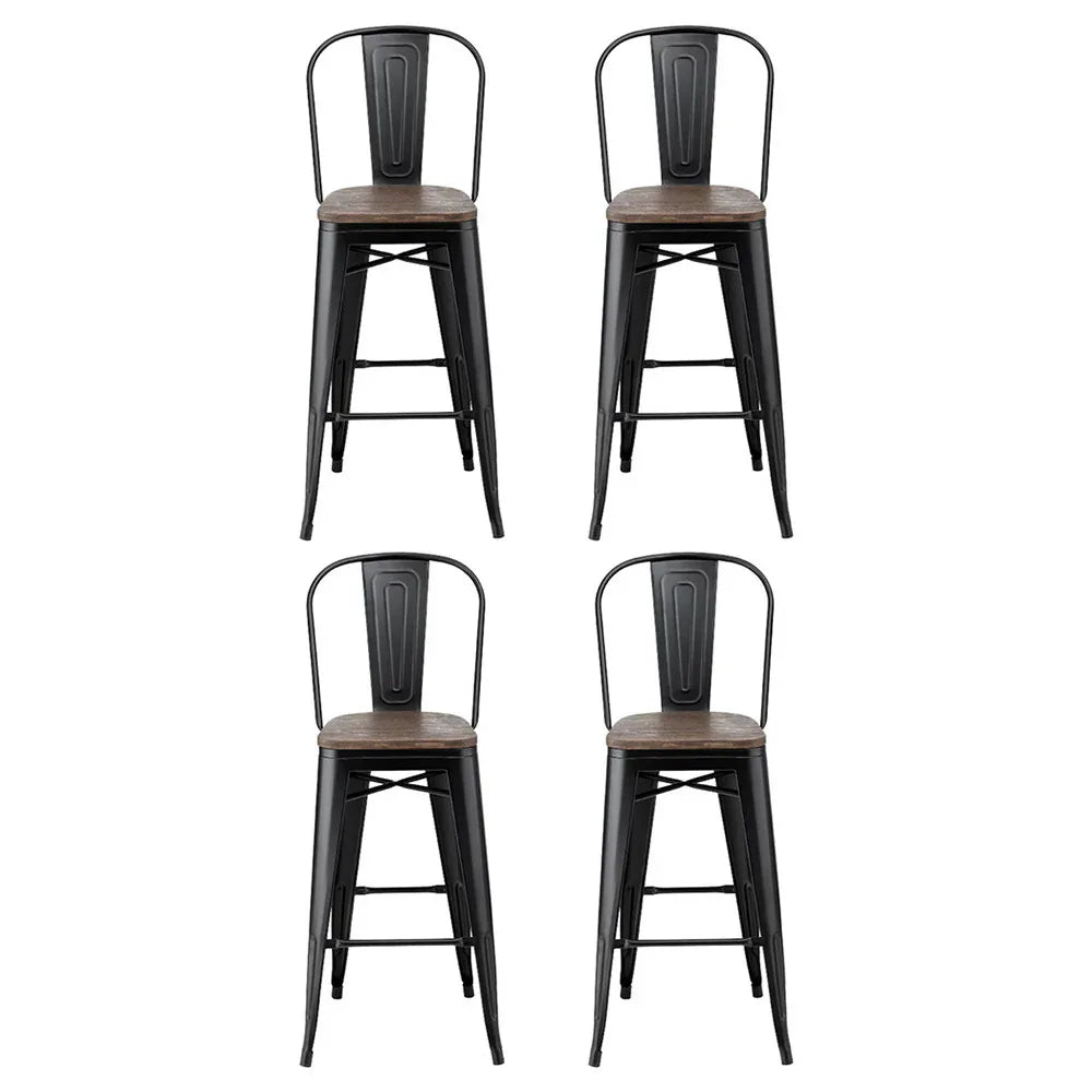 4x Artiss Metal Bar Stools Wooden Seat Retro Counter Stool - Mekamart Australia