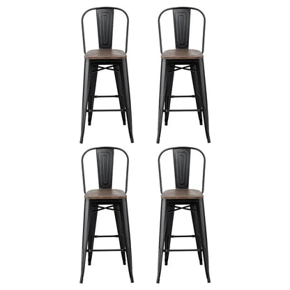 4x Artiss Metal Bar Stools Wooden Seat Retro Counter Stool - Mekamart Australia
