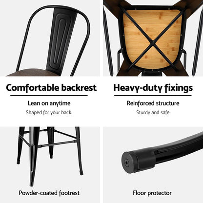 4x Artiss Metal Bar Stools Wooden Seat Retro Counter Stool - Mekamart Australia