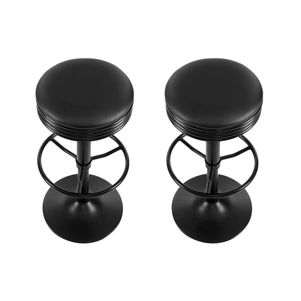 Artiss 2x Bar Stools Leather Padded Gas Lift Black - Mekamart Australia
