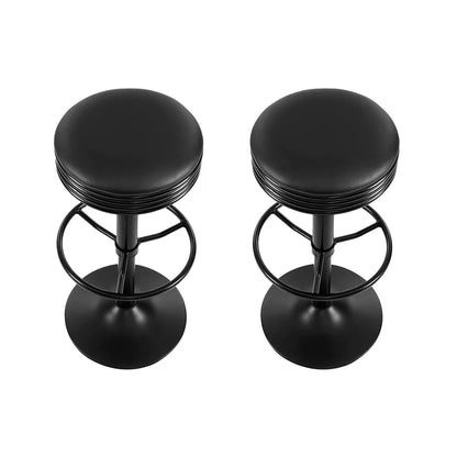 Artiss 2x Bar Stools Leather Padded Gas Lift Black - Mekamart Australia