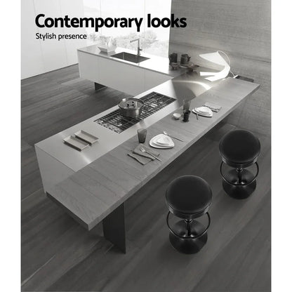 Artiss 2x Bar Stools Leather Padded Gas Lift Black - Mekamart Australia