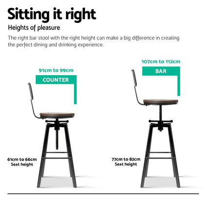 Artiss Bar Stools Kitchen Counter Chairs Vintage Metal Chairs - Mekamart Australia