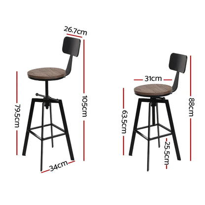 Artiss Bar Stools Kitchen Counter Chairs Vintage Metal Chairs x2 - Mekamart Australia