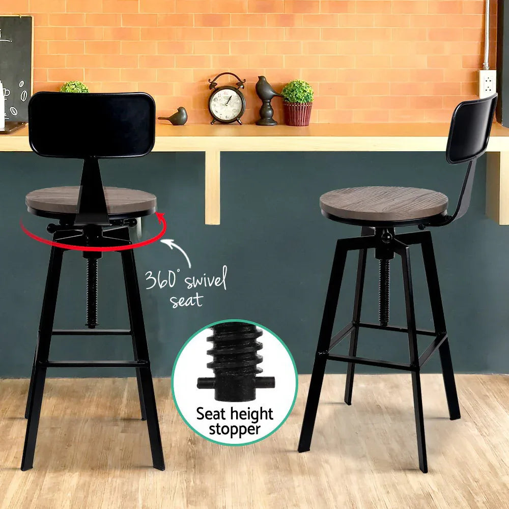 Artiss Bar Stools Kitchen Counter Chairs Vintage Metal Chairs x2 - Mekamart Australia